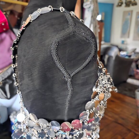 NWT AUDREY PARKS ( LG ) Disco Shiny Adjustable Fit Large Sequin Vest - Picture 4 of 10